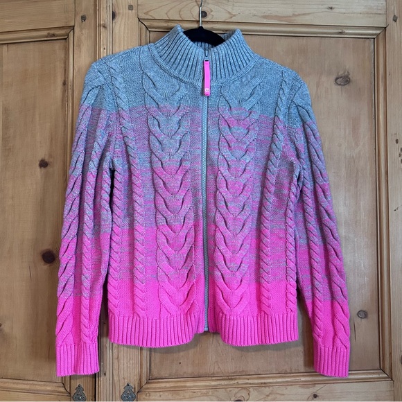 T by Talbots Women’s Zip Cotton Wool Blend Knit Women's Sweater Sz S petite - Picture 2 of 9